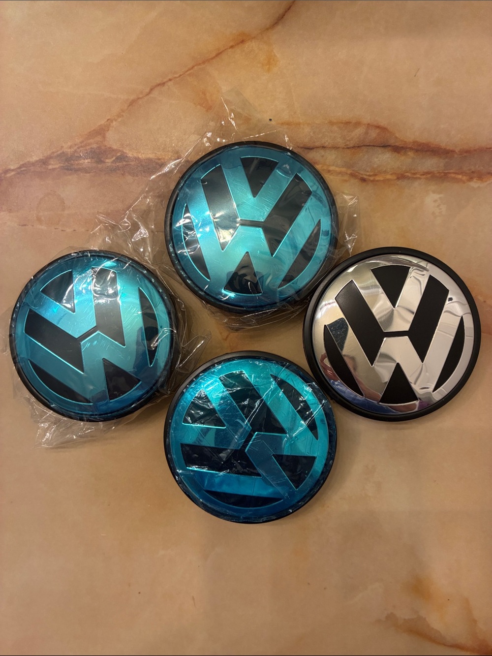 Volkswagen Chrome Wheel Center Caps - Set of 4